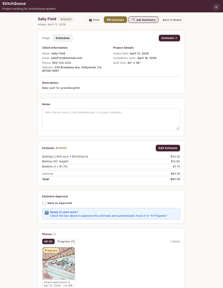 Client estimate approval email